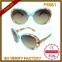 Hot Selling Flower Pattern Frame Plastic Sunglasses (F6861)